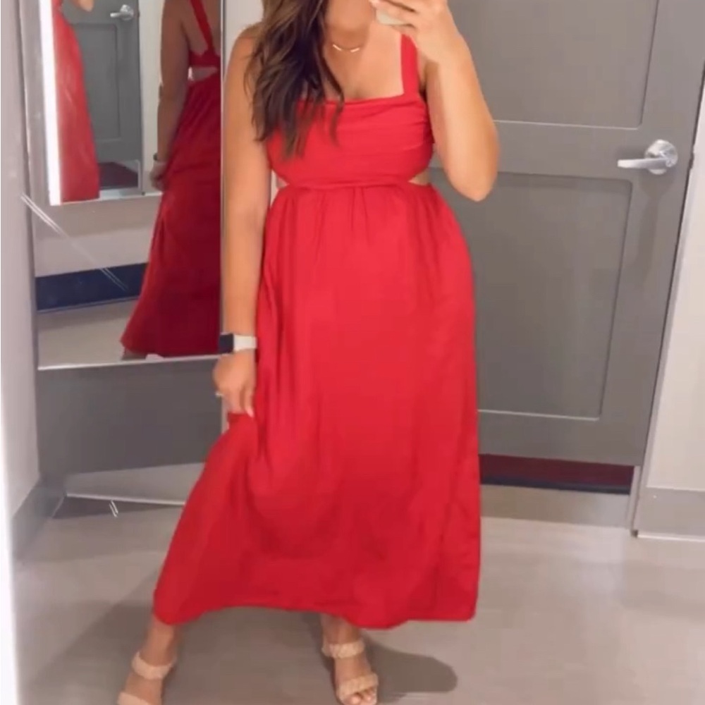 Red cut out dress